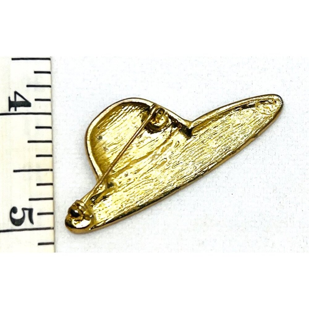 Purple Wide-Brimmed Hat Brooch Pin With Rhinestone Band Gold-Tone Backing Elegan - Picture 3 of 3